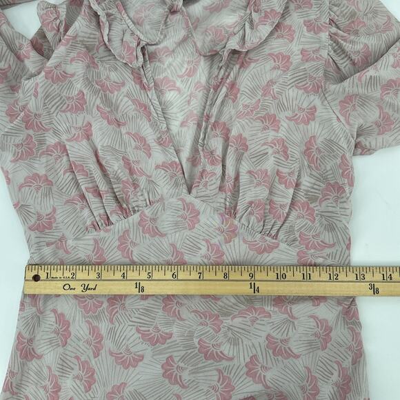 Aritzia Wilfred Trudy Dress Womens Size 0 100% Silk Mini Ruffle Coquette Pink - Picture 10 of 11